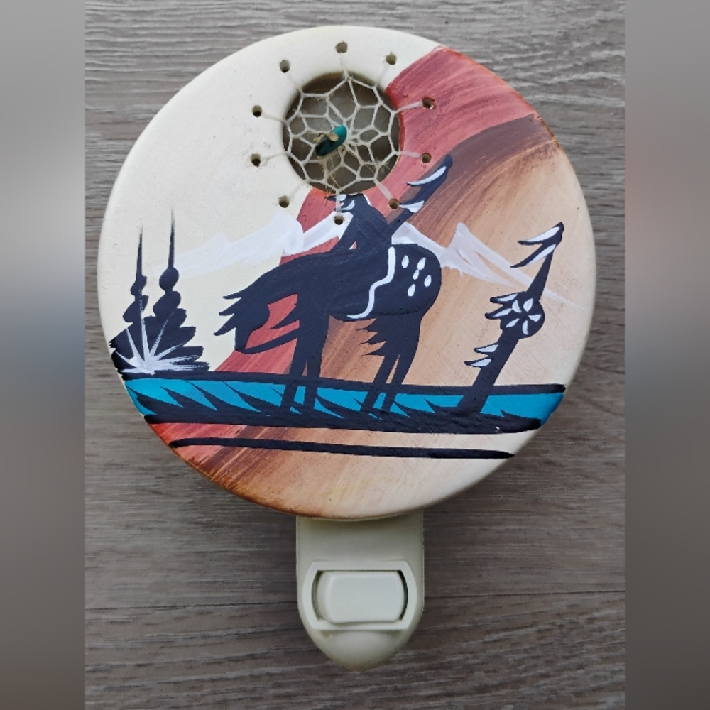 Native American Artisan Made Night Light Indian Dreamcatcher Turquoise Accent